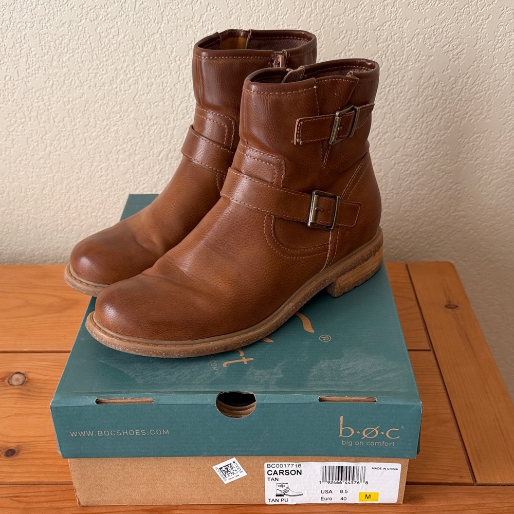 b.o.c. Brown Leather Buckle Boots